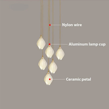 Lustre suspension en céramique motif magnolia — LZ4G7T9