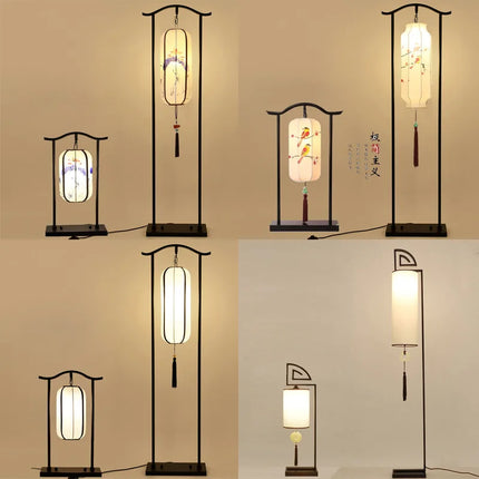 Lampadaire vertical rouge style chinois pour salon et chambre — LZ4X9P2
