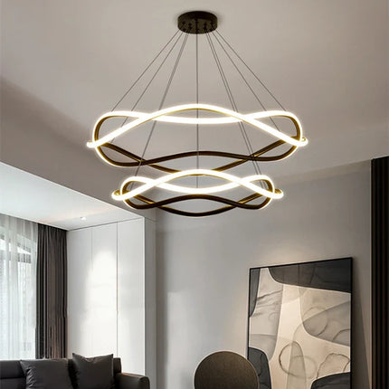 Lustre LED design en aluminium à anneaux géométriques — LZ4X9P