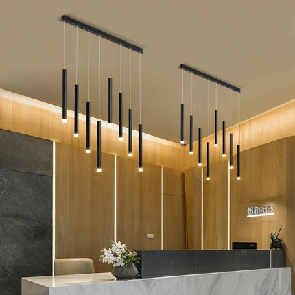Suspension LED noire à 8 têtes en fer au design moderne — LZ4X9P