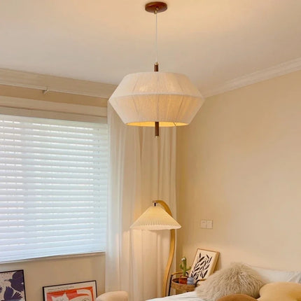 Suspension décorative en tissu style japonais avec éclairage LED élégant — LZ4X9T2