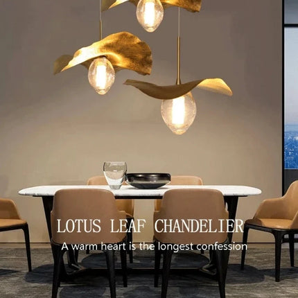 Lustre suspension nordique en cuivre forme feuille de lotus — LZ4Q7X9