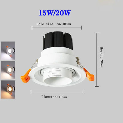 Spot encastré dimmable avec zoom intégré 15-60° COB — LZ4X9P2