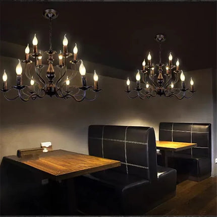 Lustre suspension industriel en fer effet bougie pour intérieur — LZ4X9T2