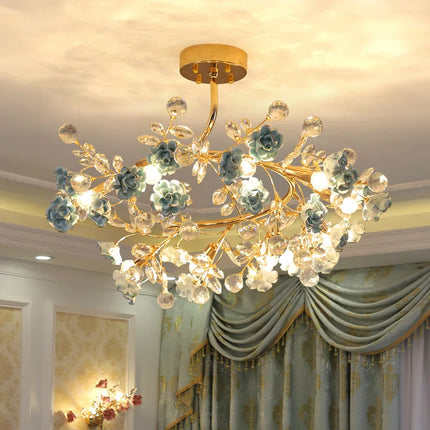 Lustre italien en céramique avec éclairage cristal pour mariage et intérieur — LZ4P9XJ2
