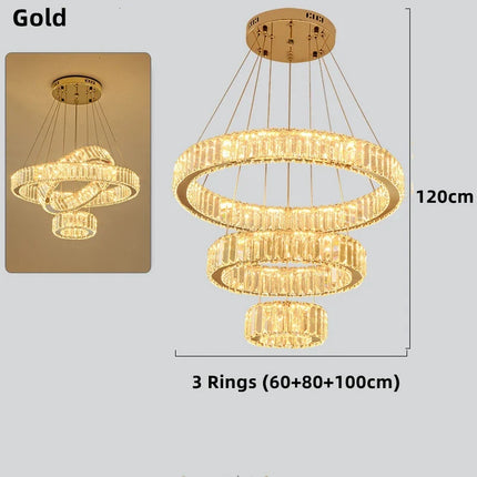 Lustre moderne en cristal avec anneaux réglables pour intérieur — LZ4X9P2
