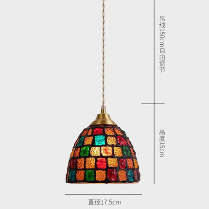 Suspension Tiffany en verre coquille LED style méditerranéen — LZ4X9P2N