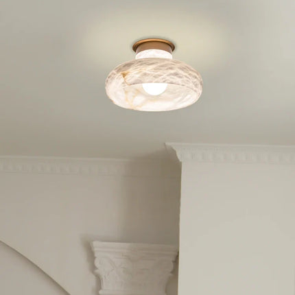 Lampe de chevet en laiton et marbre naturel motif flocon de neige — LZ4X9T