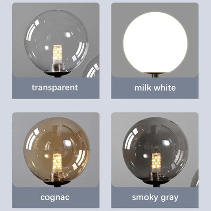 Lustre suspension boule en verre avec barre métallique ronde — LZ4P9X