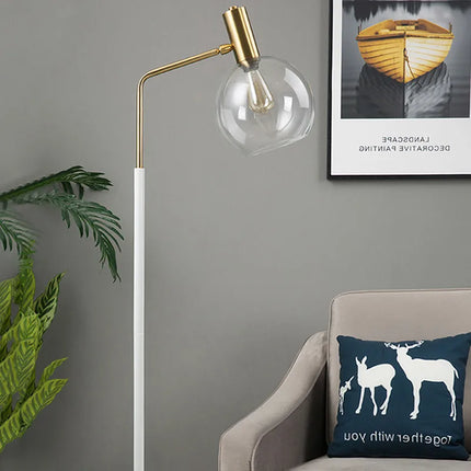 Lampadaire intérieur en métal doré et noir avec verre — LZ4X9M2