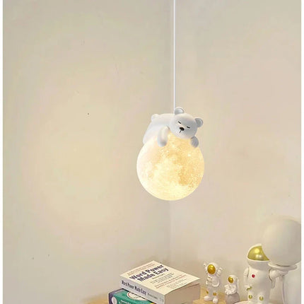 Suspension veilleuse 3D lune et lapin blanc pour enfant — LZ4N7Q