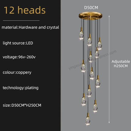 Lustre moderne en cristal pour escalier colimaçon — LZ4X9Q7