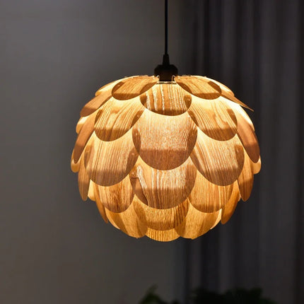 Lustre suspension ananas en placage de bois pour hôtels et restaurants — LZ4X9T