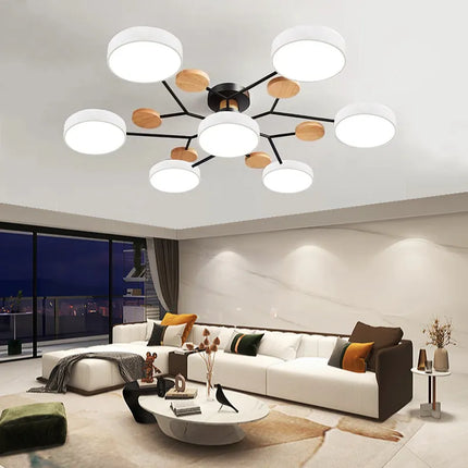 Lustre LED en bois style nordique pour plusieurs pièces — LZ4X9T