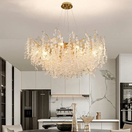Lustre en cristal doré style européen pour décoration intérieure élégante — LZ4M9Q2