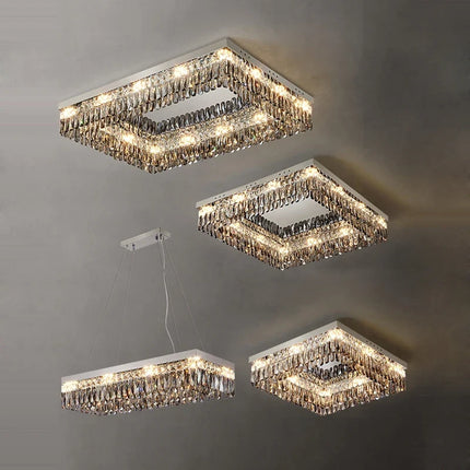 Plafonnier LED doré à intensité variable avec cristal design moderne — LZ4X9P2