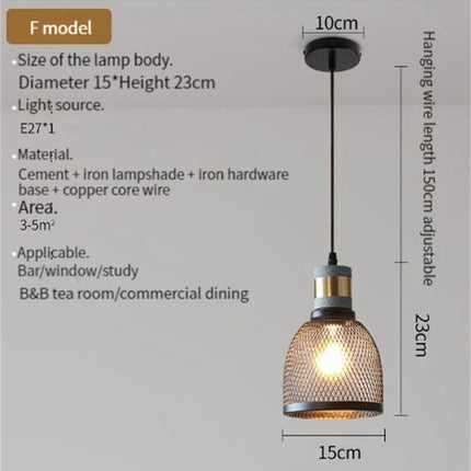 Suspension industrielle en béton avec abat-jour en fer — LZ4X9P