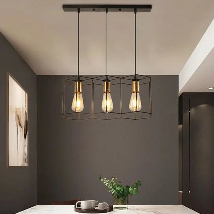 Lustre à suspension en fer forgé à têtes multiples avec câble ajustable — LZ4X9P