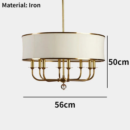 Lustre américain en cuivre avec abat-jour en tissu simple et créatif — LZ4X9M