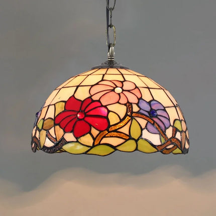 Lustre suspension en verre coloré style Tiffany européen rétro — LZ4G7X2