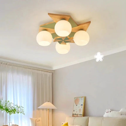 Plafonnier moulin à vent en rondins style rétro nordique pour chambre d’enfant — LZ4X9T2