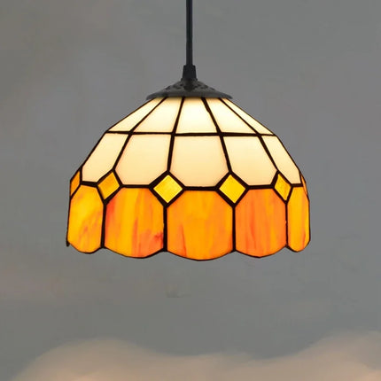 Lustre suspension en verre coloré style Tiffany européen rétro — LZ4G7X2
