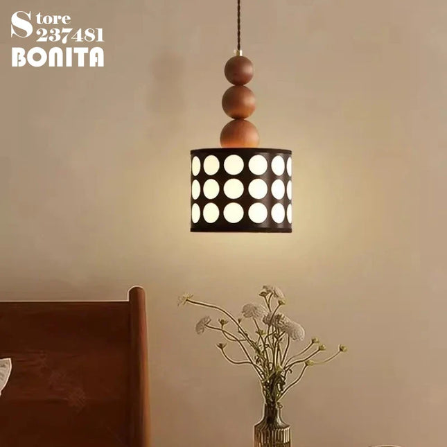 Lustre rétro en noyer à pois pour décoration intérieure — LZ4X9P