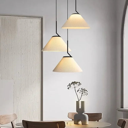 Nordique Plissé Crème PENDENTIF LED Lumière Pour Salon Cuisine Restaurant Lustre Loft Suspension Lustre Décoration de La Maison