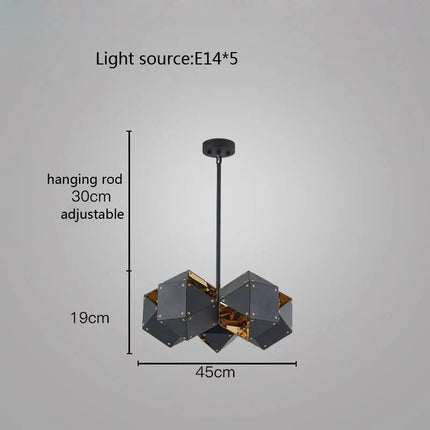 suspension led cube art déco style assorti 	 saison