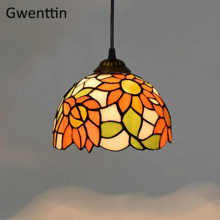 Suspension en verre teinté style Tiffany pour décoration moderne — LZ4X9M