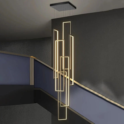 Lustre LED rectangulaire grand modèle finition or noir pour intérieur — LZ4P9XJ