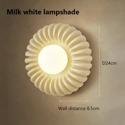 Applique murale ronde haut de gamme en verre blanc rétro — LZ4X9P2