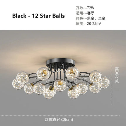 Lustre LED étoile avec boule en verre et cristal — LZ4P9XJ