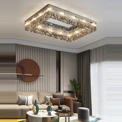 Lustre LED dimmable en cristal forme ronde et rectangulaire — LZ4P9XJ