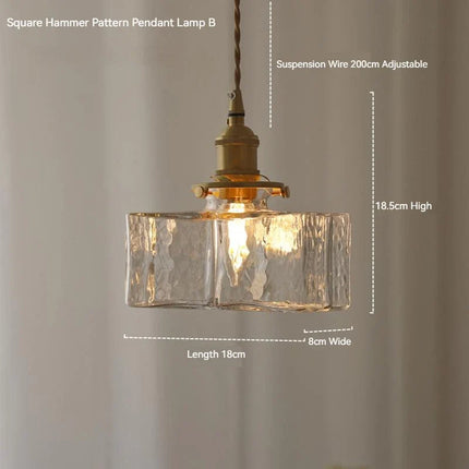 Suspension LED vintage en verre et laiton style japonais — LZ4P9XQ