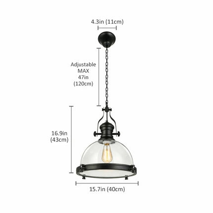 Suspension rétro en fer avec abat-jour en verre décoratif — LZ7XQ2