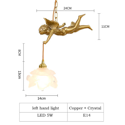 Lustre LED médiéval en bronze avec ange en cristal — LZ4X9P2