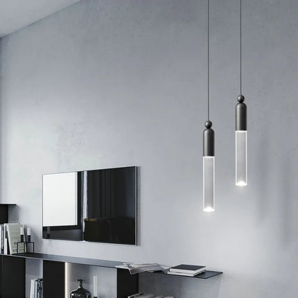 Lustre cylindrique LED en cuivre et acrylique transparent — LZ4X9T1