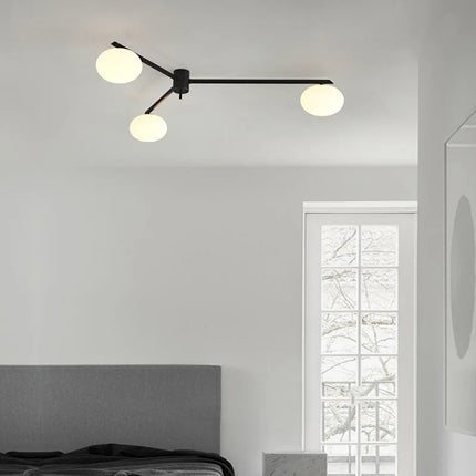 Suspension LED galet en verre français et cuivre crème — LZ4X9P