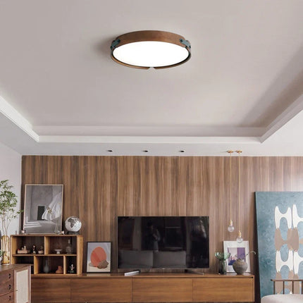 Plafonnier en bois avec cuir synthétique et 3 disques interchangeables — LZ4M9T2