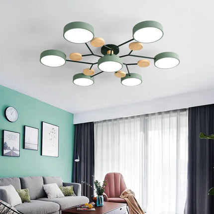 Lustre LED en bois style nordique pour plusieurs pièces — LZ4X9T