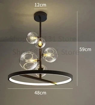 Lustre en verre transparent à bulles avec structure métallique — LZ4X9T2