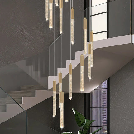 Lustre en or LED à spirale en cristal pour escalier moderne — LZ4X9T