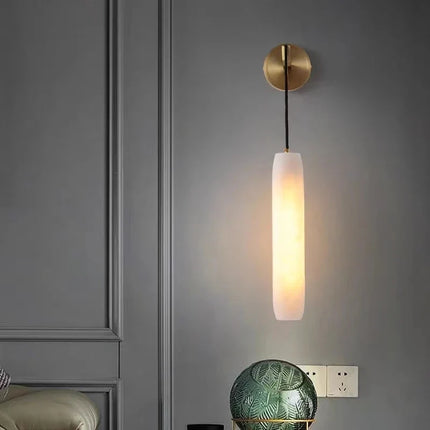 Applique murale cylindrique en marbre naturel avec câble cuivre réglable — LZ4QX7B