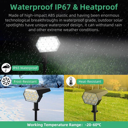 Spot solaire extérieur 92 LED étanche IP67 2 en 1 pour jardin et porche — LZ4X9P