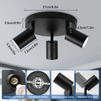 3 head Black Round / Neutral light Bulb / CHINA