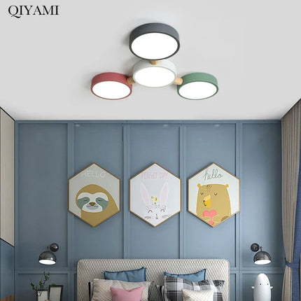 Plafonnier créatif macaron en bois LED multicolore pour intérieur — LZ4X9T2