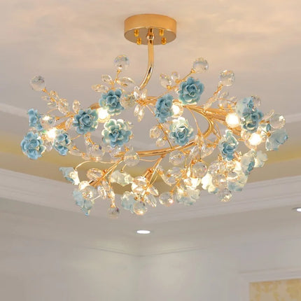 Lustre italien en céramique avec éclairage cristal pour mariage et intérieur — LZ4P9XJ2