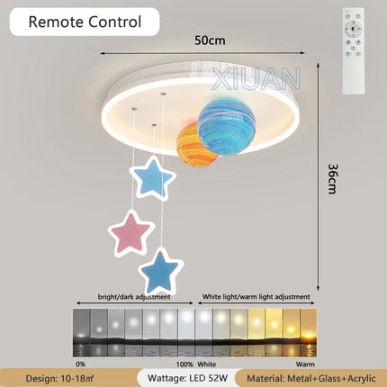 Lustre créatif en verre coloré forme planète et étoile pour école maternelle — LZ4XJ9