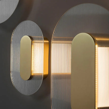Applique murale elliptique en verre et métal doré — LZ4X9P